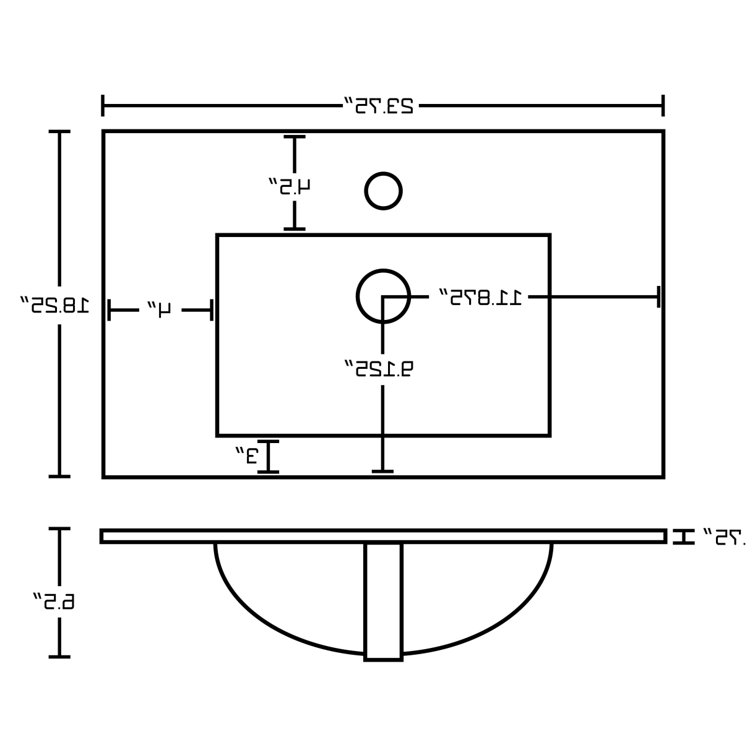 Plumbing N Parts 23.75'' White Ceramic Rectangular Dropin Bathroom